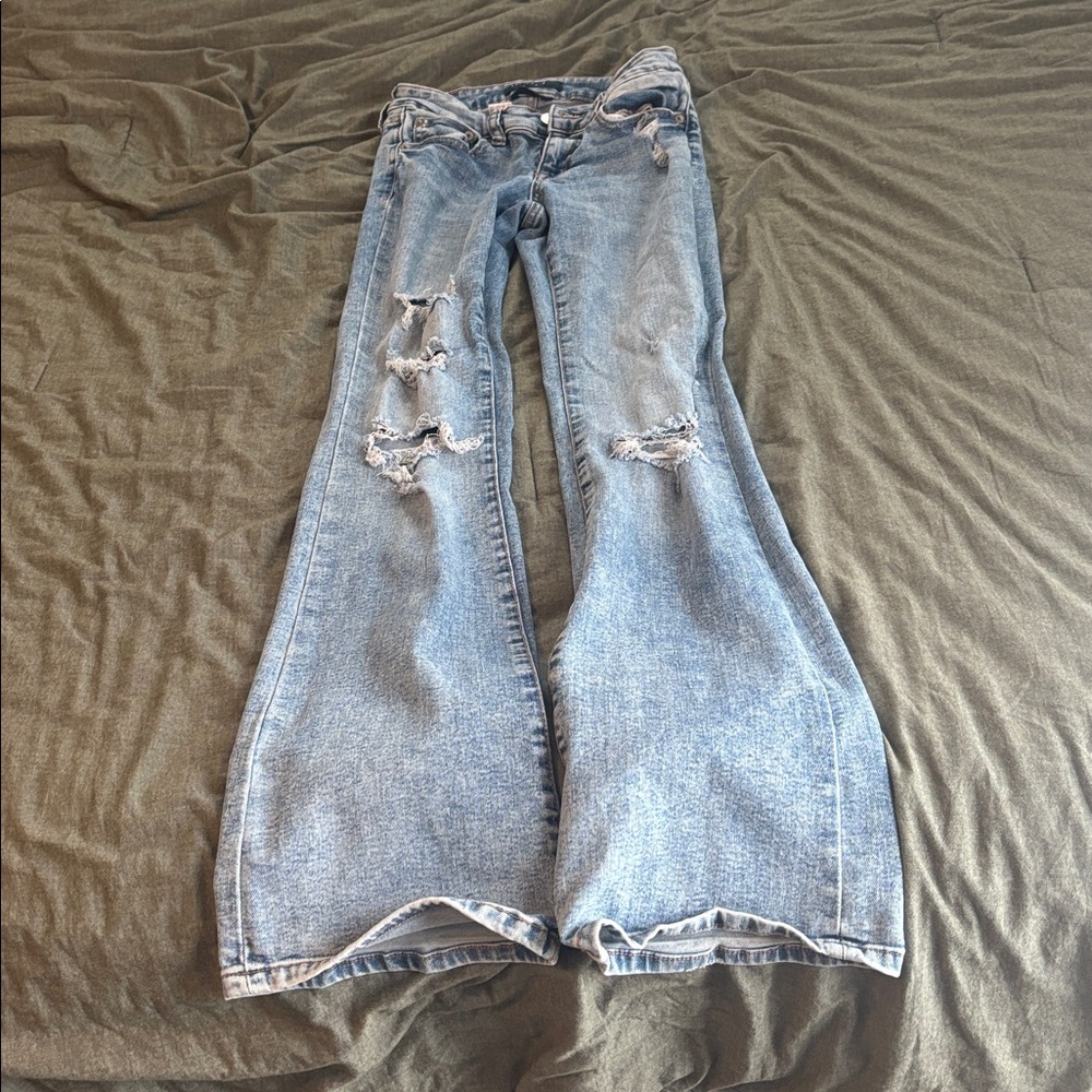 Aeropostale Women's Distressed Light Blue Jeans